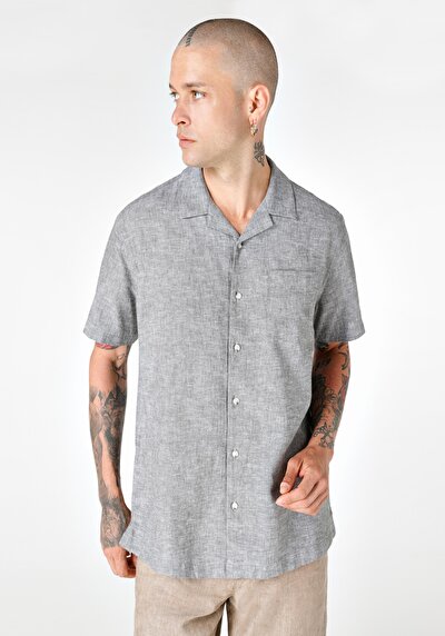 Image de Chemise À Manches Courtes Kaki Droit Comfort Fit Homme