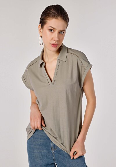 Image de T-shirt À Manches Courtes Vert Regular Fit Femme