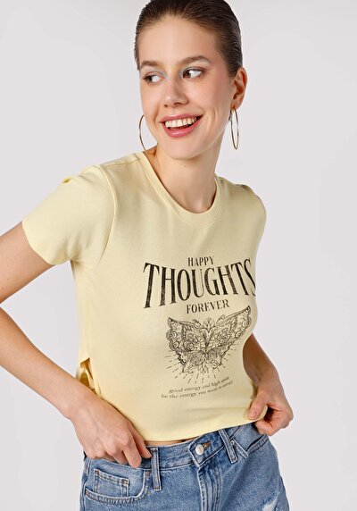 Image de T-shirt À Manches Courtes Jaune Slim Fit Femme