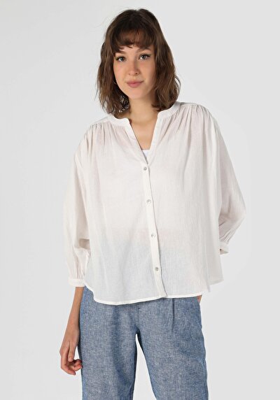 Image de Chemise À Manches Longues Blanc Relaxed Fit Femme
