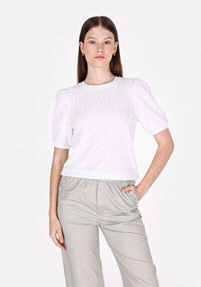 Image de T-shirt À Manches Courtes Blanc Regular Fit Jakarli Femme