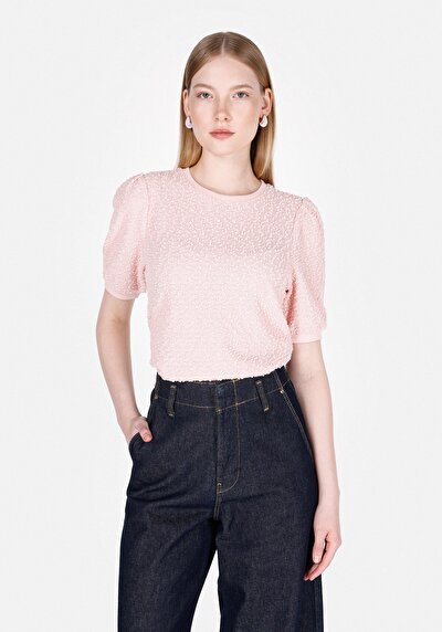 Afficher les détails de T-shirt À Manches Courtes Rose Regular Fit Jakarli Femme