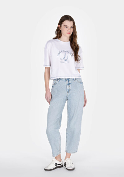 Image de 850 Jenny Pantalon Tapered Leg High Rise En Jean Balloon Fit Femme