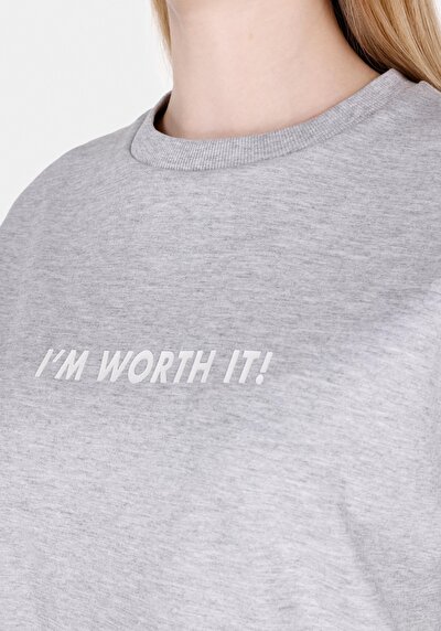 Image de T-shirt À Manches Courtes Gris Comfort Fit Imprimé Femme