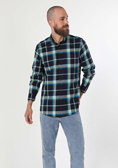 Image de Chemise À Manches Longues Marine Regular Fit Homme