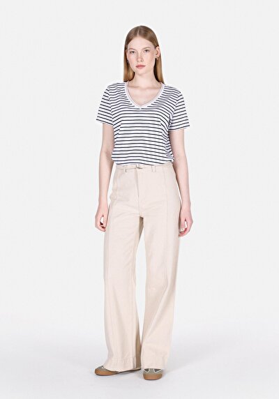 Image de T-shirt À Manches Courtes Marine Regular Fit Rayé Femme