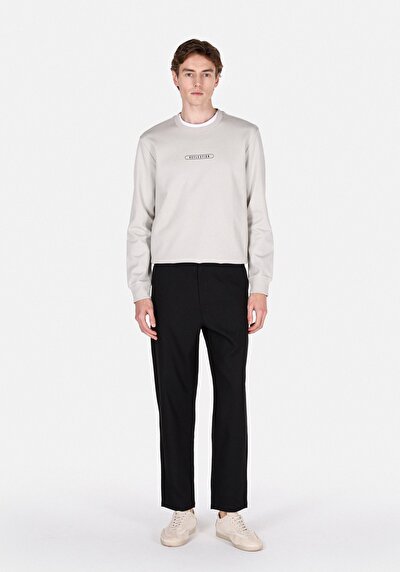 Image de Pantalon Noir Düz Paça Medium Rise En Gabardine Regular Fit Homme
