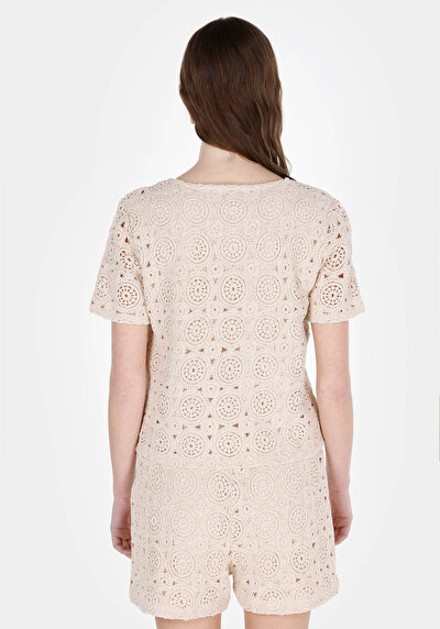 Image de Blouse À Manches Courtes Beige Regular Fit Manches Courtes Femme