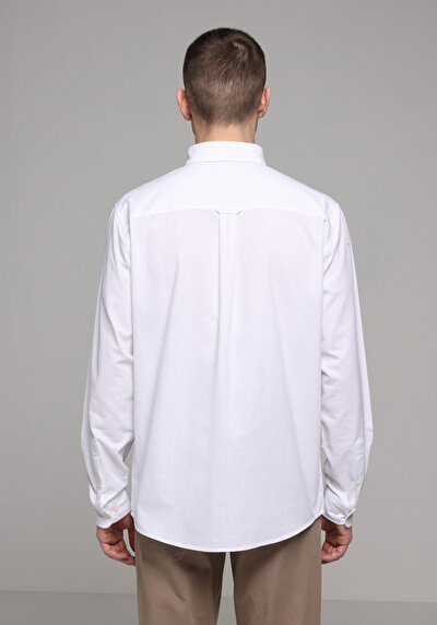 Image de Chemise À Manches Longues Blanc Regular Fit Droit Oxford Homme
