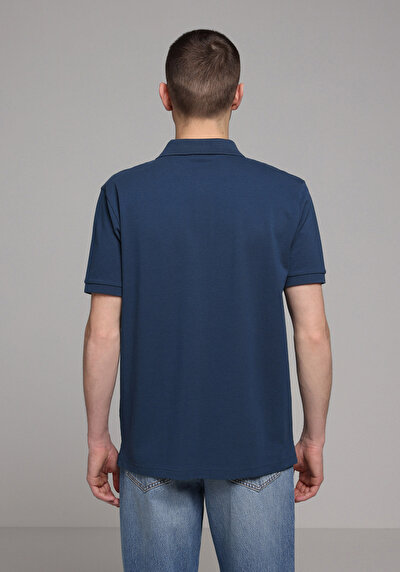 Image de T-shirt Polo À Manches Courtes Bleu Droit Regular Fit Homme