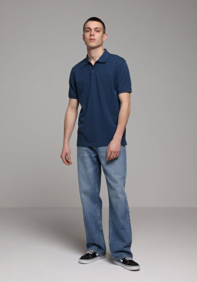 Image de T-shirt Polo À Manches Courtes Bleu Droit Regular Fit Homme