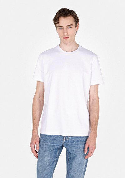Image de T-shirt À Manches Courtes Blanc Regular Fit Droit Homme