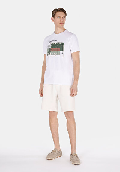 Image de T-shirt À Manches Courtes Blanc Regular Fit Droit Homme