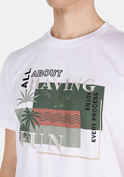Image de T-shirt À Manches Courtes Blanc Regular Fit Droit Homme