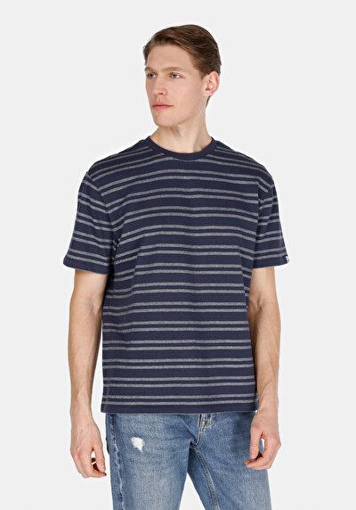 Image de T-shirt À Manches Courtes Marine Comfort Fit Rayé Homme