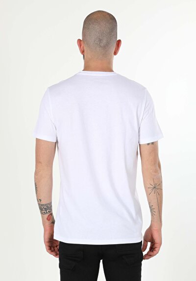 Afficher les détails de T-shirt À Manches Courtes Blanc Regular Fit  Homme