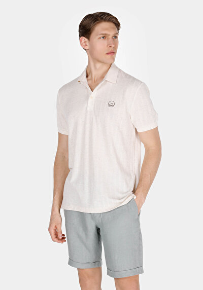 Image de T-shirt Polo À Manches Courtes Beige Droit Regular Fit Homme