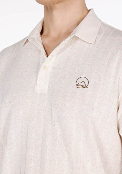 Image de T-shirt Polo À Manches Courtes Beige Droit Regular Fit Homme