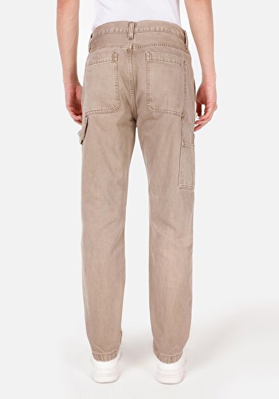 Image de Pantalon Marron Loose Leg Medium Rise En Sergé Loose Fit Homme