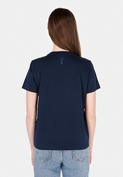 Image de T-shirt À Manches Courtes Marine Regular Fit Brodé Femme