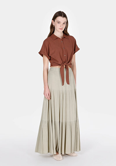 Image de Jupe Vert Droit Uni Maxi Femme