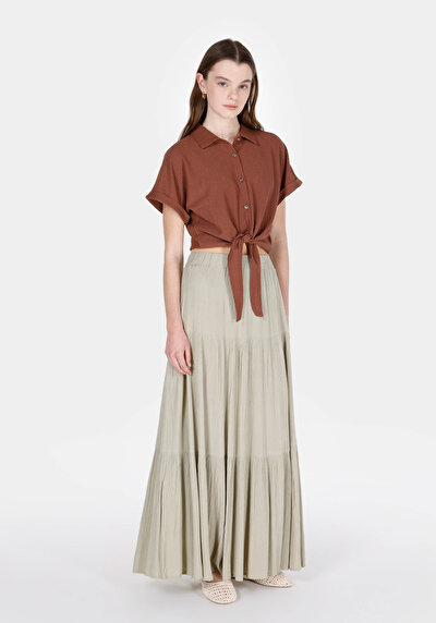 Image de Jupe Vert Droit Uni Maxi Femme