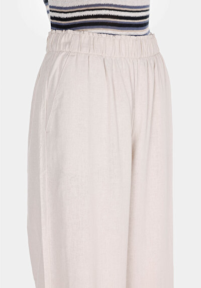 Image de Pantalon Beige Wide Leg High Rise En Uni Regular Fit Femme