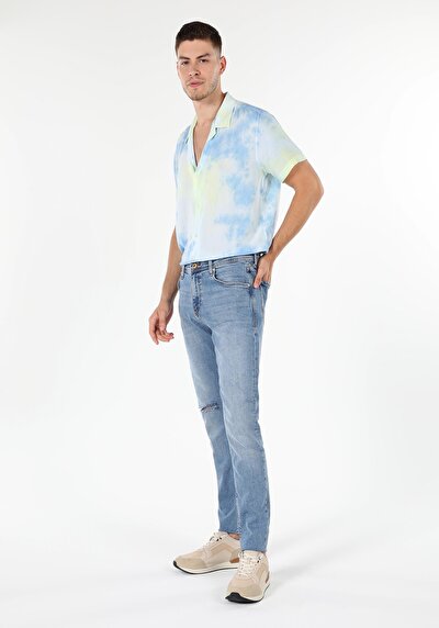 Image de 041 Danny Pantalon Bleu Slim Leg  En  Slim Fit Homme