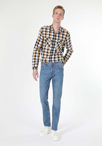 Image de 045 David Pantalon Bleu Straight Leg  En  Regular Fit Homme