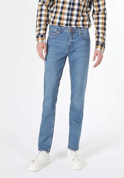 Image de 045 David Pantalon Bleu Straight Leg  En  Regular Fit Homme