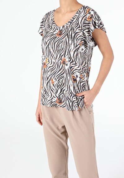 Image de T-shirt À Manches Courtes Multicolou Comfort Fit Femme