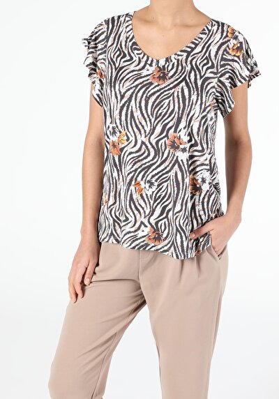 Image de T-shirt À Manches Courtes Multicolou Comfort Fit Femme