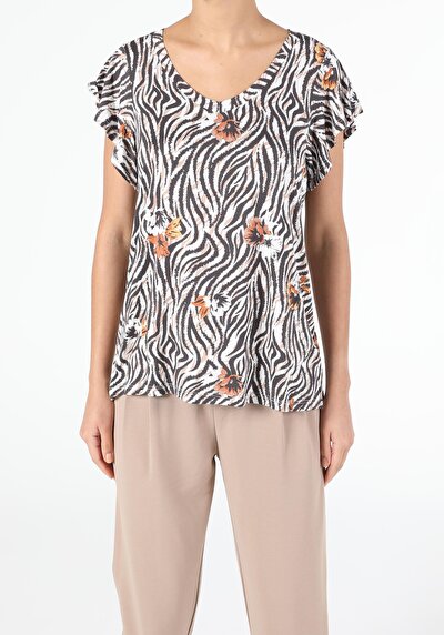 Image de T-shirt À Manches Courtes Multicolou Comfort Fit  Femme