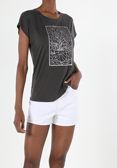 Image de T-shirt À Manches Courtes Anthracite Regular Fit Femme