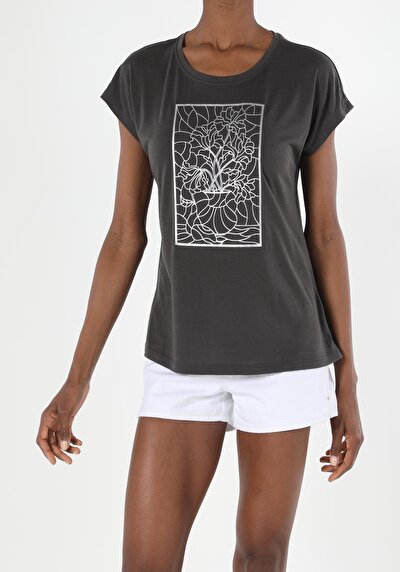 Image de T-shirt À Manches Courtes Anthracite Regular Fit Femme