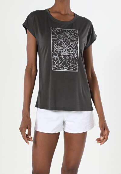 Image de T-shirt À Manches Courtes Anthracite Regular Fit  Femme