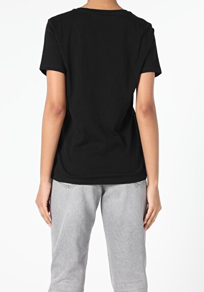 Image de T-shirt À Manches Courtes Noir Regular Fit Femme
