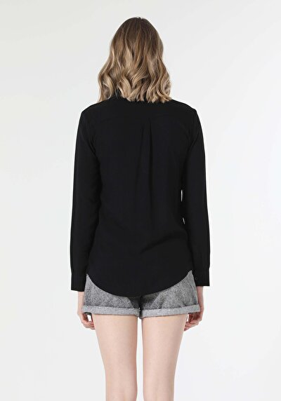 Image de Chemise À Manches Longues Noir Regular Fit Femme