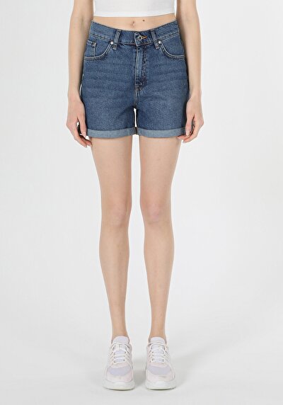 Image de Short Bleu Mom Fit Femme