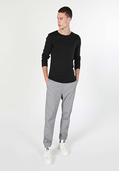 Image de T-shirt À Manches Longues Noir Slim Fit  Homme