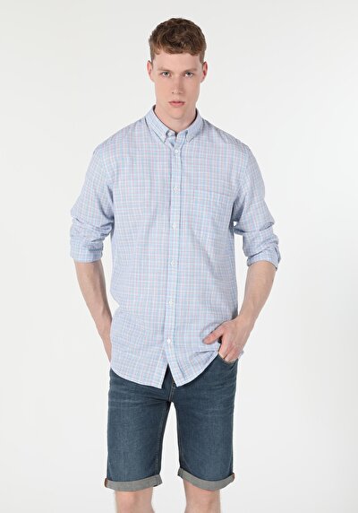 Image de Chemise À Manches Longues Bleu Regular Fit Homme
