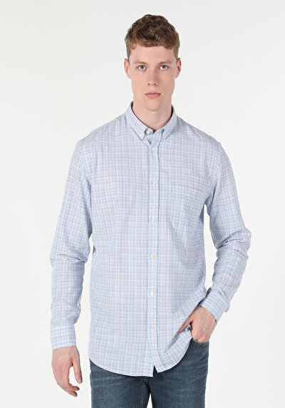 Image de Chemise À Manches Longues Bleu Regular Fit   Homme