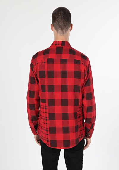 Image de Chemise À Manches Longues Rouge Regular Fit   Homme