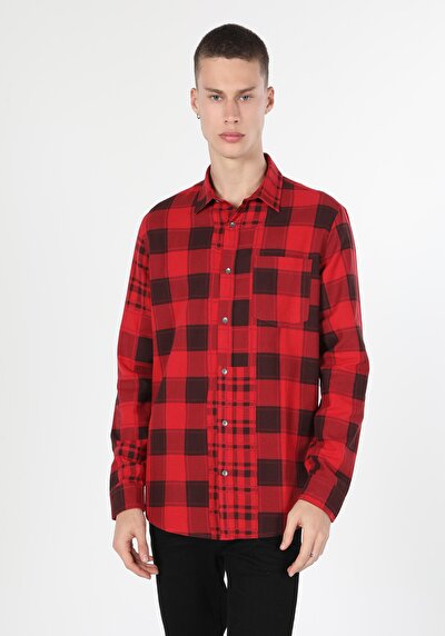 Image de Chemise À Manches Longues Rouge Regular Fit   Homme
