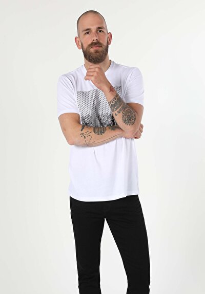 Image de T-shirt À Manches Courtes Blanc Regular Fit Homme