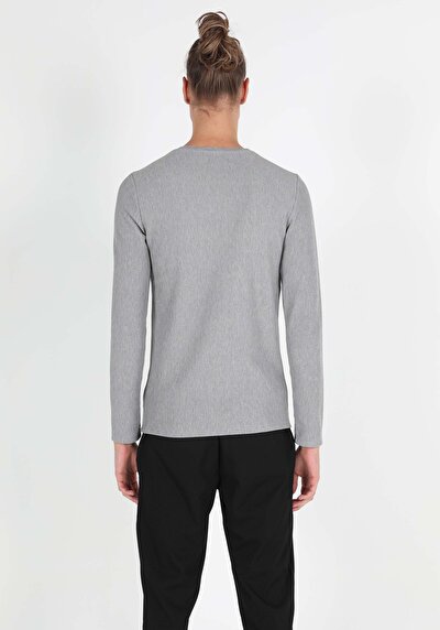 Image de T-shirt À Manches Longues Gris Slim Fit  Homme