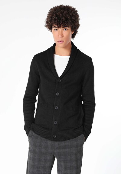 Image de Cardigan Tricot Noir Slim Fit Homme