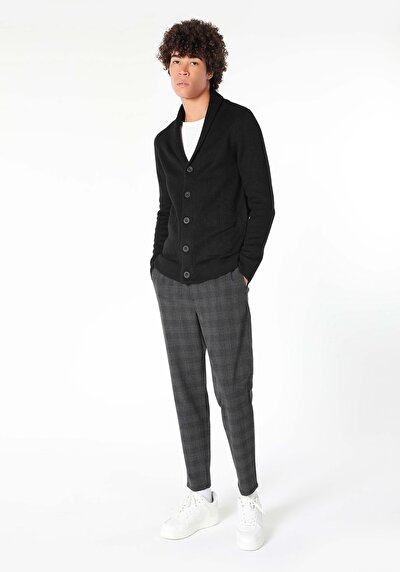 Image de Cardigan Tricot Noir Slim Fit Homme