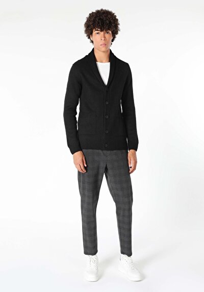 Image de Cardigan Tricot Noir Slim Fit Homme