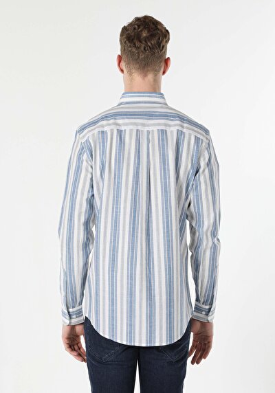 Image de Chemise À Manches Longues Bleu Regular Fit   Homme